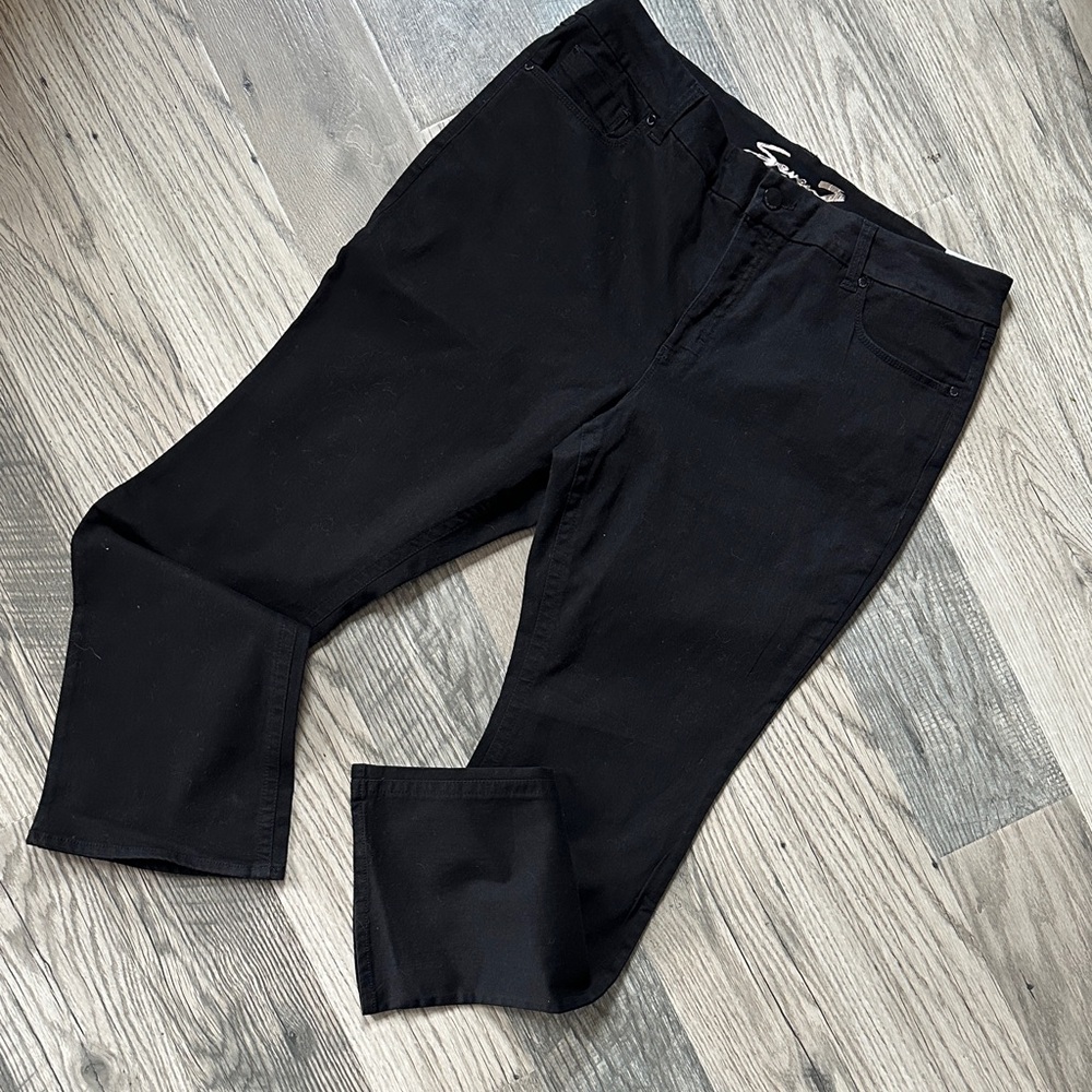 Seven7 NWT Tummyless mid rise bootcut black denim jeans women’s size 22W